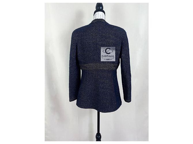 Chanel París / Egipto Chaqueta Celestial Gleam con Botones CC Gripoix 36 FR Azul marino - vista 16