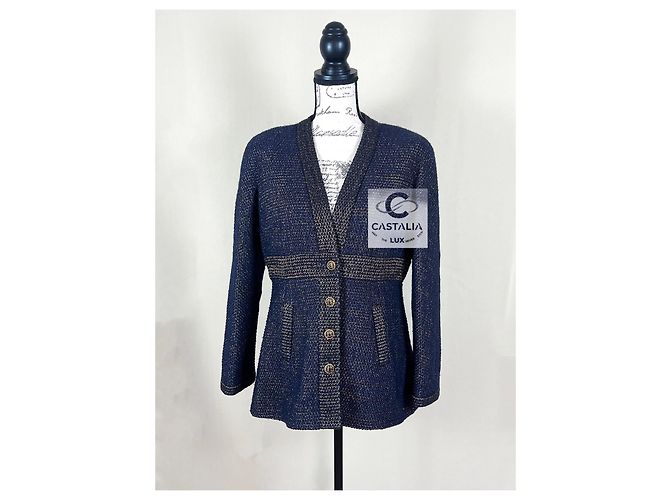 Chanel París / Egipto Chaqueta Celestial Gleam con Botones CC Gripoix 36 FR Azul marino - vista 2