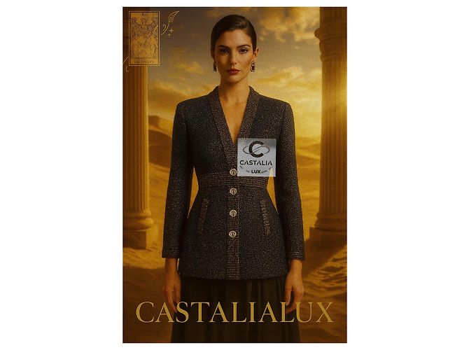 Chanel París / Egipto Chaqueta Celestial Gleam con Botones CC Gripoix 36 FR Azul marino - vista 3