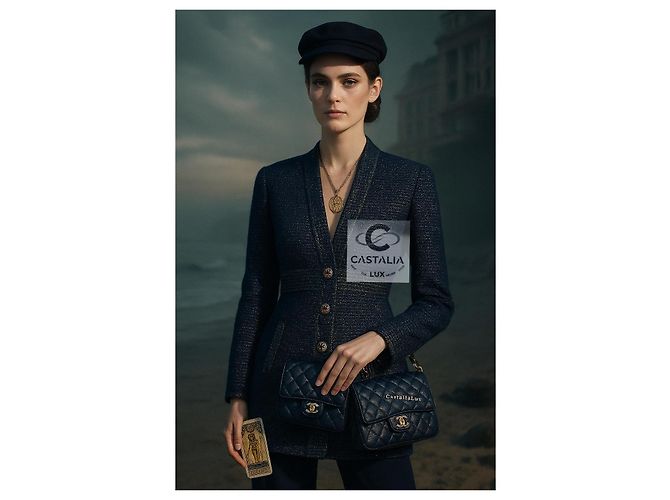 Chanel París / Egipto Chaqueta Celestial Gleam con Botones CC Gripoix 36 FR Azul marino - vista 4