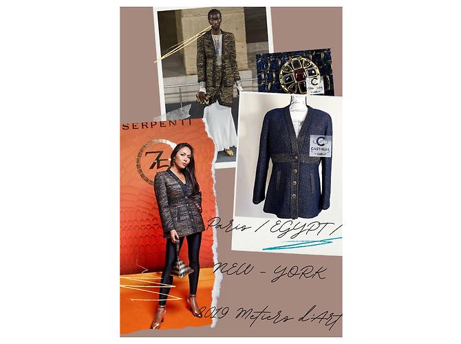 Chanel París / Egipto Chaqueta Celestial Gleam con Botones CC Gripoix 36 FR Azul marino - vista 5