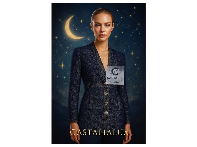 Chanel París / Egipto Chaqueta Celestial Gleam con Botones CC Gripoix 36 FR Azul marino - vista 8
