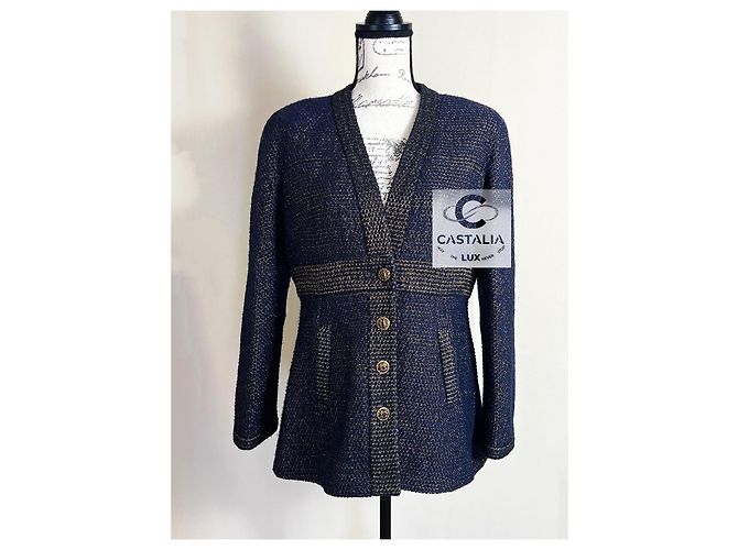 Chanel París / Egipto Chaqueta Celestial Gleam con Botones CC Gripoix 36 FR Azul marino - vista 9