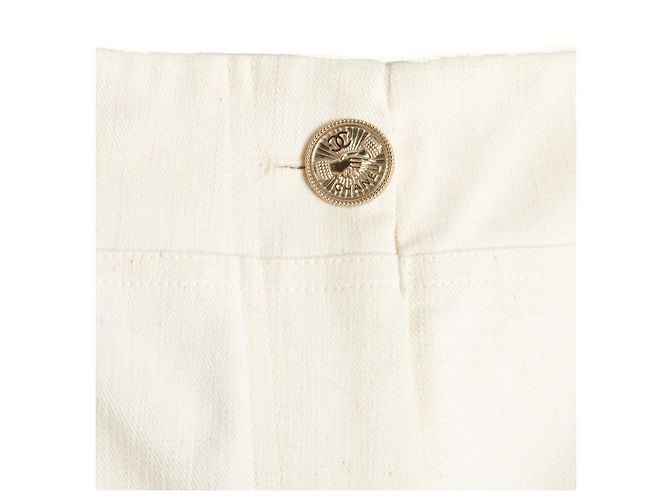 Chanel 2008 Slim Jeans Hose FR36 Ecru Baumwolle Denim Bootcut Jeans US27 Roh - Ansicht 2