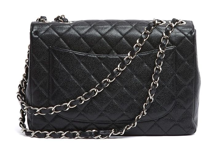 Timeless Chanel 2005 Große Klassische CC Tasche Schwarz Silber Zeitlos Klassisch Maxi - Ansicht 3