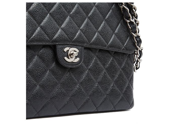 Timeless Chanel 2005 Große Klassische CC Tasche Schwarz Silber Zeitlos Klassisch Maxi - Ansicht 5