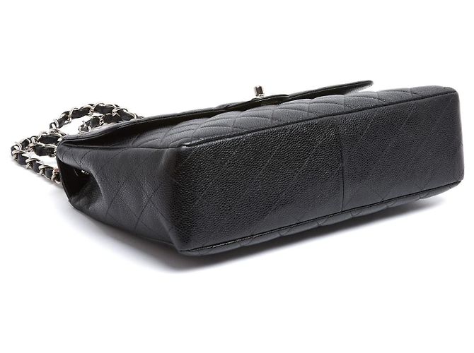 Timeless Chanel 2005 Große Klassische CC Tasche Schwarz Silber Zeitlos Klassisch Maxi - Ansicht 6