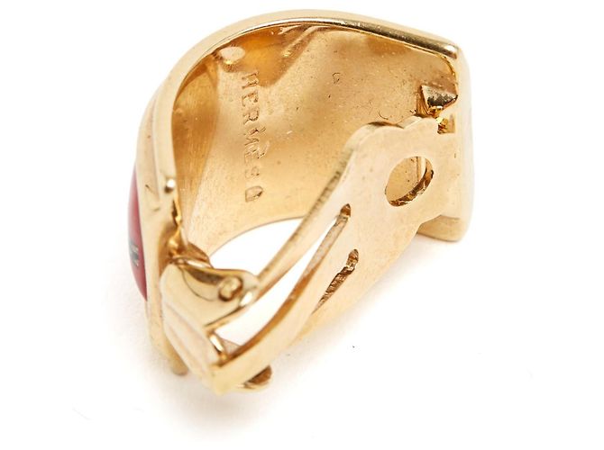 Orecchini a clip Hermès Boucles Clips Email Imprime Red Marine D'oro - vista 3