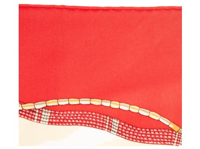 Bufanda Cuadrada Hermès 90 Perlas de Kenia 1997 Rybaltchenko Bufanda de Twill Hermes Roja - vista 6