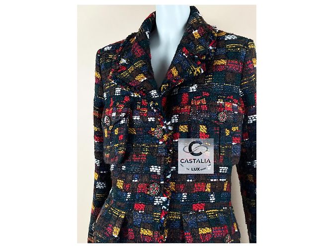 Chanel Abrigo de tweed Relic París / Edimburgo con botones CC Gripoix 42 FR Multicolor - vista 10