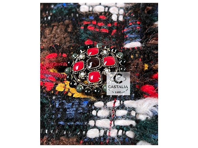 Chanel Abrigo de tweed Relic París / Edimburgo con botones CC Gripoix 42 FR Multicolor - vista 11