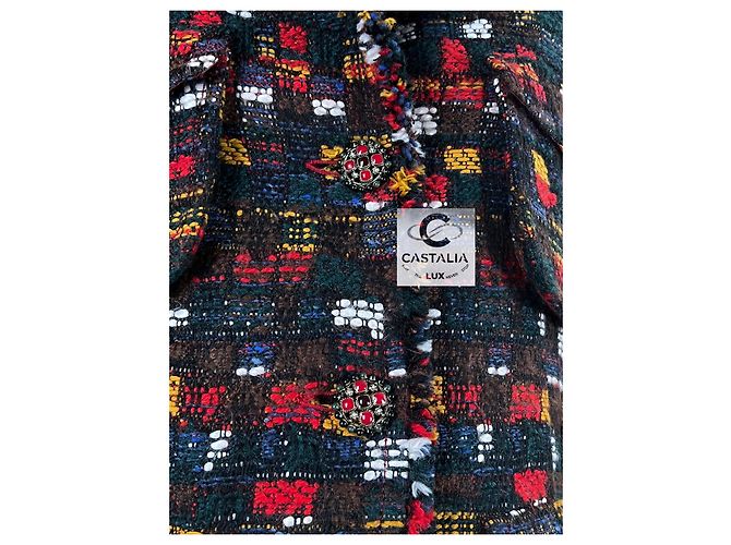 Chanel Abrigo de tweed Relic París / Edimburgo con botones CC Gripoix 42 FR Multicolor - vista 12