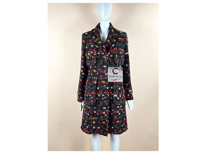 Chanel Abrigo de tweed Relic París / Edimburgo con botones CC Gripoix 42 FR Multicolor - vista 2
