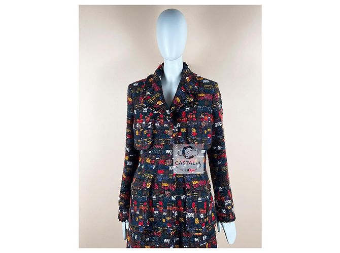Chanel Abrigo de tweed Relic París / Edimburgo con botones CC Gripoix 42 FR Multicolor - vista 8