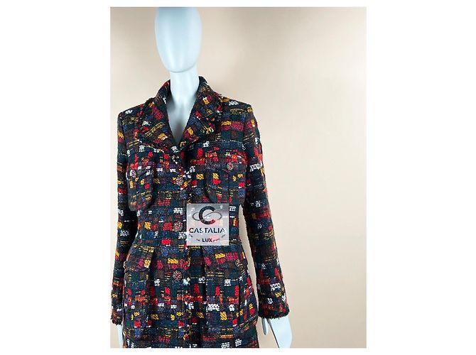 Chanel Abrigo de tweed Relic París / Edimburgo con botones CC Gripoix 42 FR Multicolor - vista 9