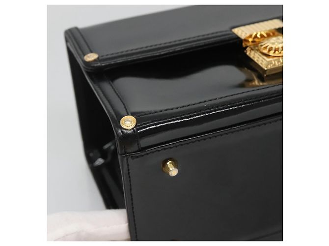 Borsa Vanity VERSACE Smalto Nero Oro Auth bs26705 D'oro - vista 14