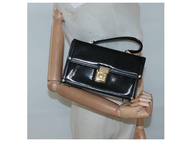Borsa Vanity VERSACE Smalto Nero Oro Auth bs26705 D'oro - vista 20