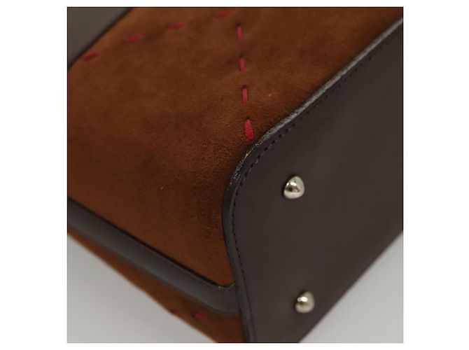 Borsa a mano BURBERRY in pelle scamosciata marrone Auth BA2670 - vista 10