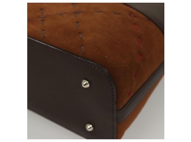 Borsa a mano BURBERRY in pelle scamosciata marrone Auth BA2670 - vista 11