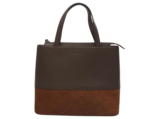 Borsa a mano BURBERRY in pelle scamosciata marrone Auth BA2670 - vista 2