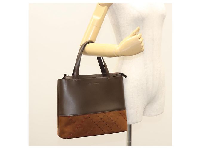 Borsa a mano BURBERRY in pelle scamosciata marrone Auth BA2670 - vista 23