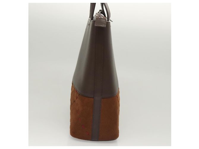 Borsa a mano BURBERRY in pelle scamosciata marrone Auth BA2670 - vista 4