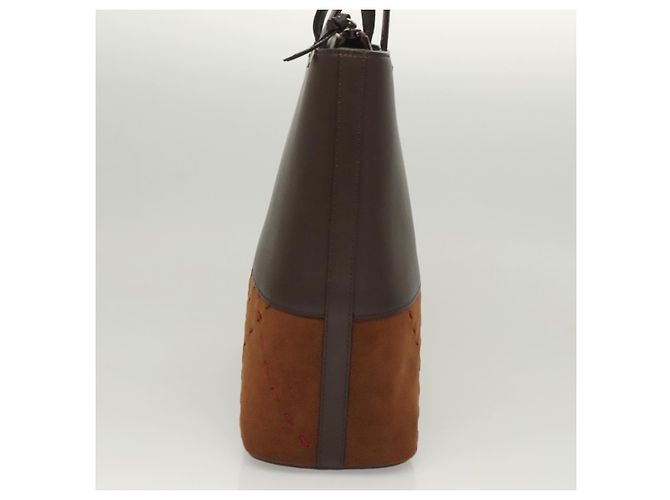 Borsa a mano BURBERRY in pelle scamosciata marrone Auth BA2670 - vista 5