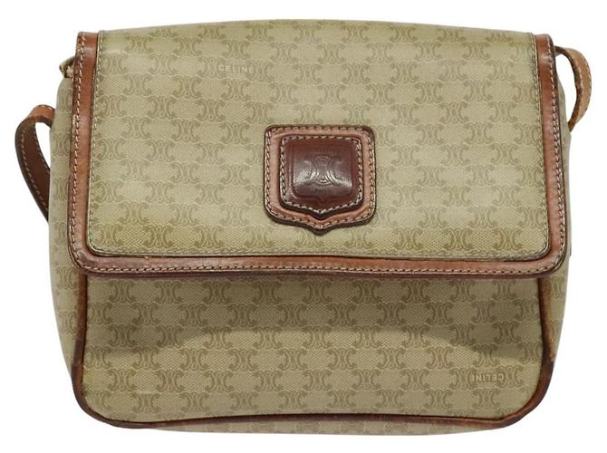 Céline Borsa a spalla in tela Macadam CELINE PVC beige Auth 118792 - vista 2
