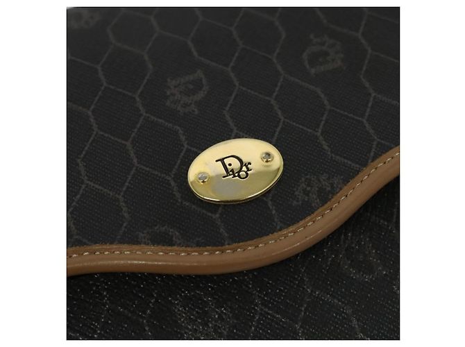 Christian Dior Schultertasche aus Waben-Canvas PVC Schwarz Gold Auth BA2589 Golden - Ansicht 14