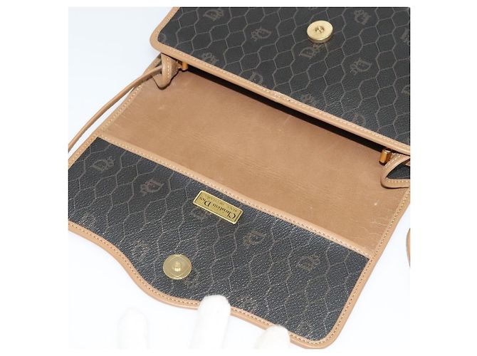 Christian Dior Schultertasche aus Waben-Canvas PVC Schwarz Gold Auth BA2589 Golden - Ansicht 15