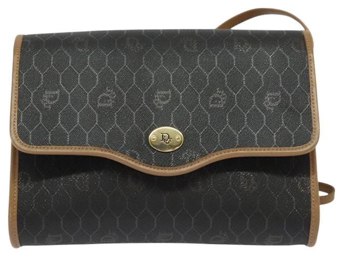 Christian Dior Schultertasche aus Waben-Canvas PVC Schwarz Gold Auth BA2589 Golden - Ansicht 2