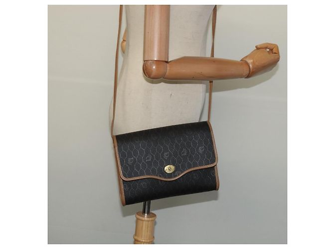 Christian Dior Schultertasche aus Waben-Canvas PVC Schwarz Gold Auth BA2589 Golden - Ansicht 21