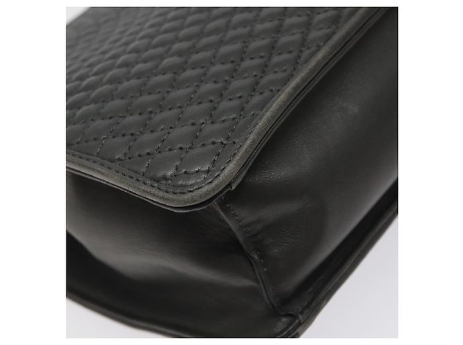 BALLY Bolsa de mão acolchoada de couro cinza dourado Auth BA2727 Marrom - vista 13
