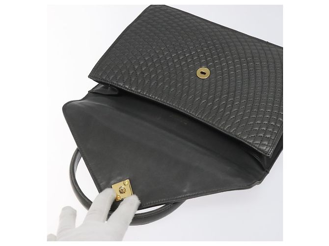 BALLY Bolsa de mão acolchoada de couro cinza dourado Auth BA2727 Marrom - vista 15