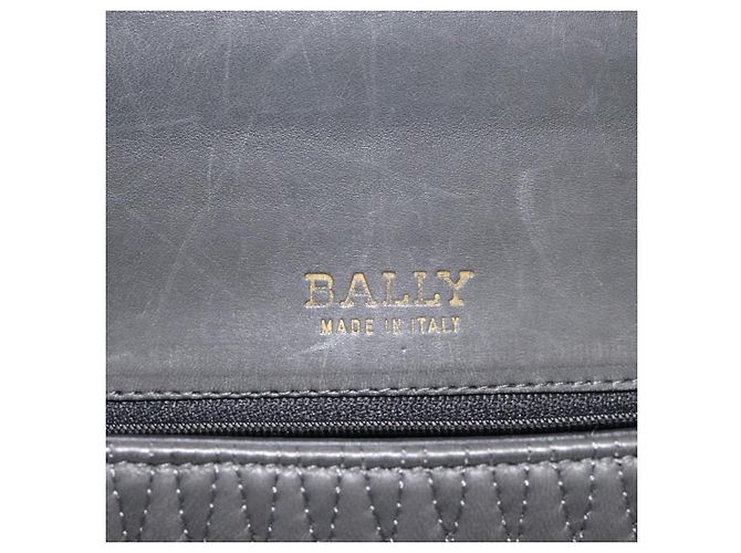 BALLY Bolsa de mão acolchoada de couro cinza dourado Auth BA2727 Marrom - vista 16