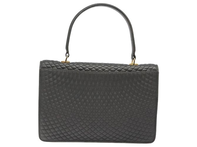 BALLY Bolsa de mão acolchoada de couro cinza dourado Auth BA2727 Marrom - vista 3