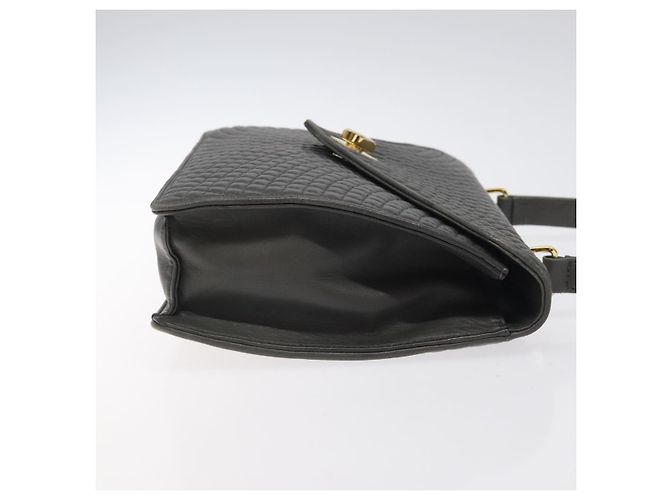 BALLY Bolsa de mão acolchoada de couro cinza dourado Auth BA2727 Marrom - vista 4