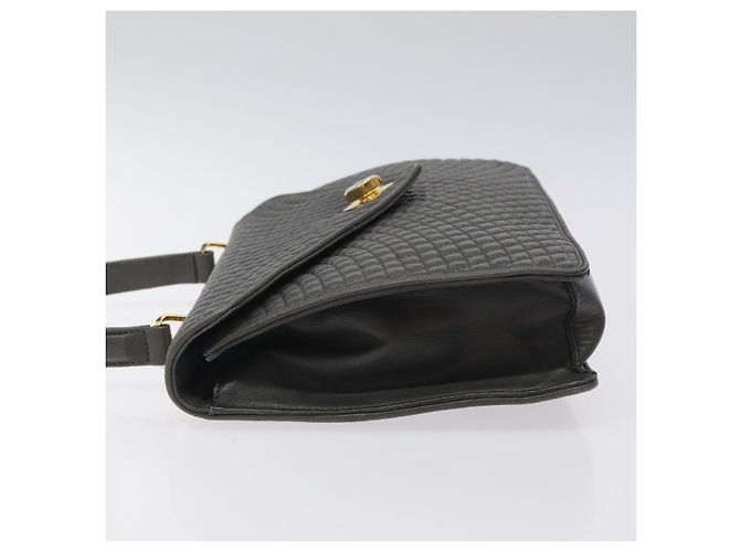 BALLY Bolsa de mão acolchoada de couro cinza dourado Auth BA2727 Marrom - vista 5
