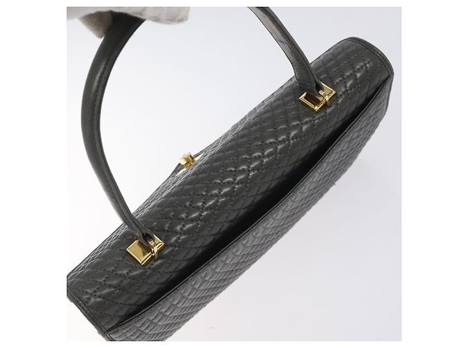 BALLY Bolsa de mão acolchoada de couro cinza dourado Auth BA2727 Marrom - vista 6