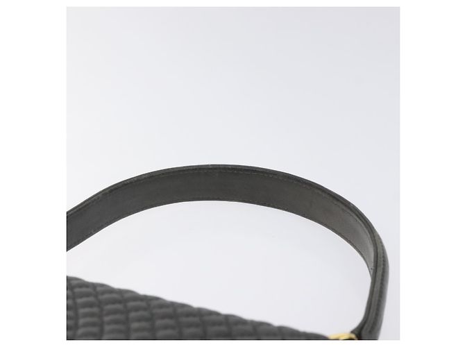 BALLY Bolsa de mão acolchoada de couro cinza dourado Auth BA2727 Marrom - vista 8