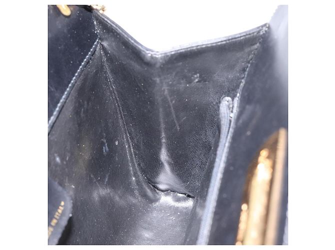 Borsa a spalla in pelle nera e oro Gancini Chain di Salvatore Ferragamo Auth 124746 Nero D'oro - vista 17