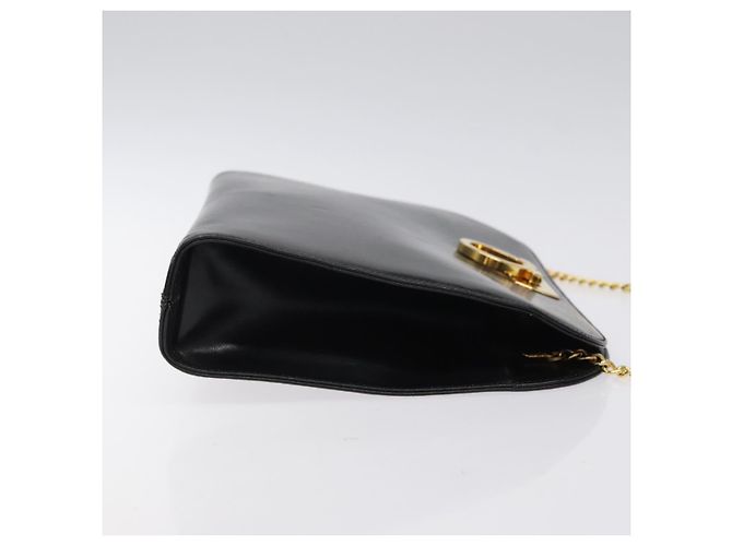 Borsa a spalla in pelle nera e oro Gancini Chain di Salvatore Ferragamo Auth 124746 Nero D'oro - vista 4