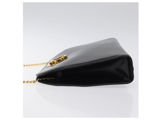 Borsa a spalla in pelle nera e oro Gancini Chain di Salvatore Ferragamo Auth 124746 Nero D'oro - vista 5