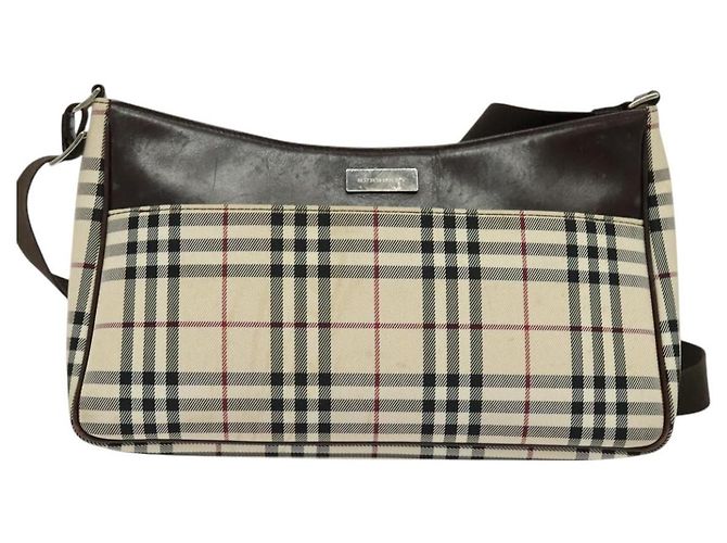Burberry Nova Check Schultertasche aus Canvas Beige Silber Authentisch BA2560 - Ansicht 2