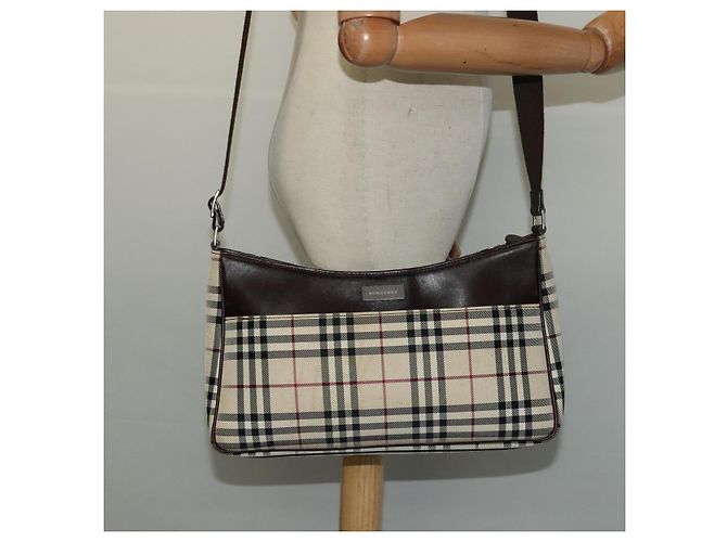 Burberry Nova Check Schultertasche aus Canvas Beige Silber Authentisch BA2560 - Ansicht 20