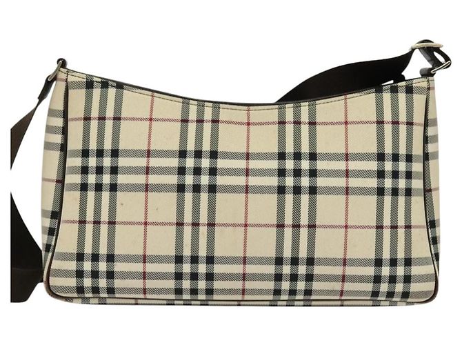 Burberry Nova Check Schultertasche aus Canvas Beige Silber Authentisch BA2560 - Ansicht 3