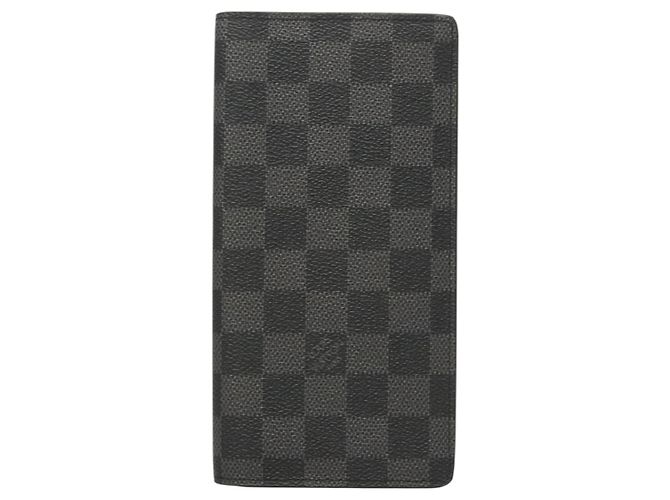 LOUIS VUITTON Cartera Ron Long Damier Graphite N62227 LV Auth 121246 Damier ebene - vista 2