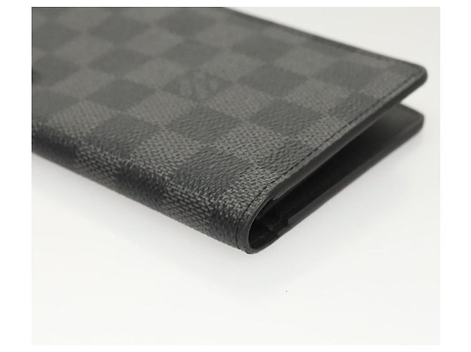 LOUIS VUITTON Cartera Ron Long Damier Graphite N62227 LV Auth 121246 Damier ebene - vista 8