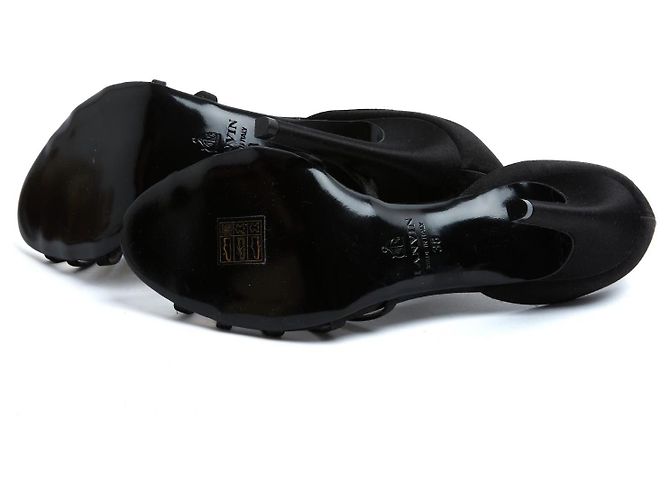Lanvin Tacchi Sandali EU38 Nero Satinato Tacchi Sandali UK5 US7.5 Nuovo - vista 5