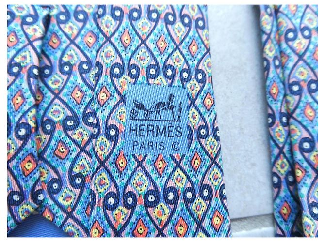 Hermès Krawatte mit ihrer Box Blau - Ansicht 8